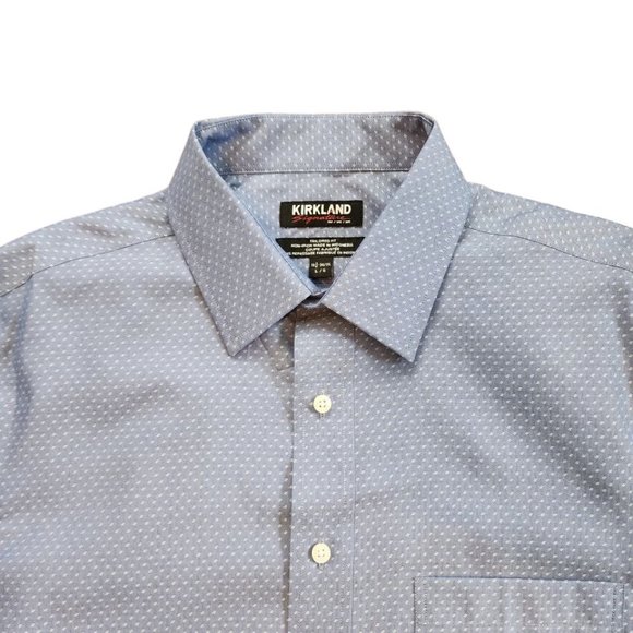 Kirkland Signature Shirt Men's Size L Blue Long Sleeve Classic Button Up NEW - Picture 1 of 14
